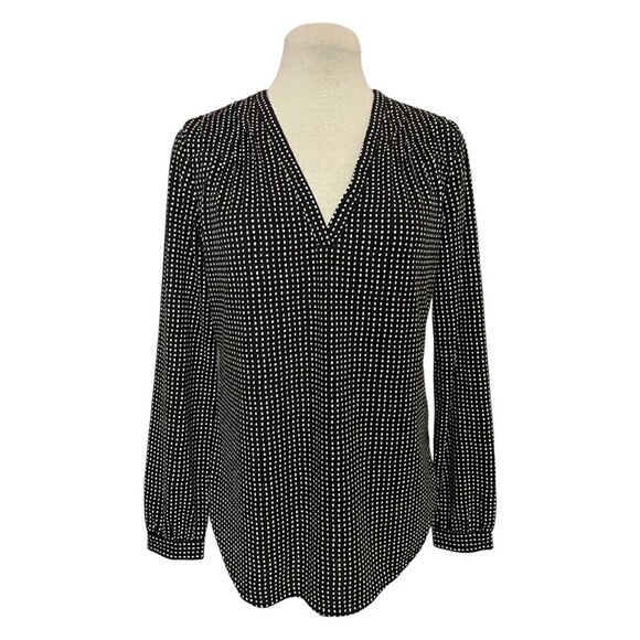 ANN Taylor Black Polka Dot Top Size S - Picture 1 of 8